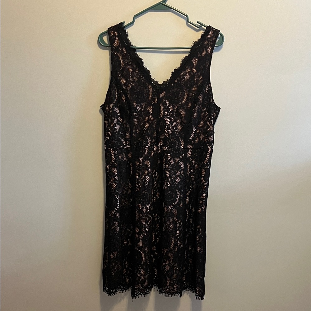 Loft Fashion Black Lace Midi Dress